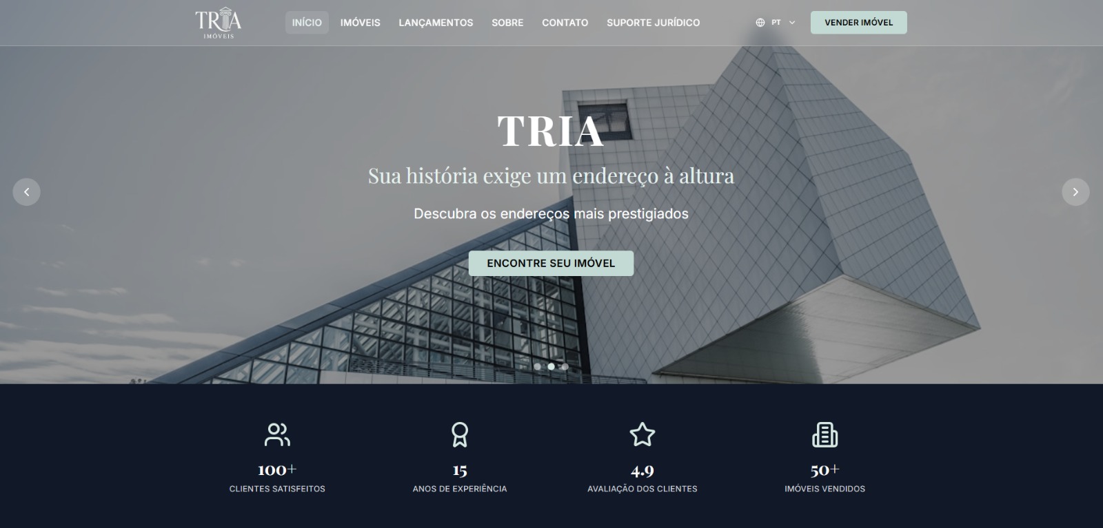 Marketplace imobiliário Tria Imóveis desenvolvido pela VyneHub